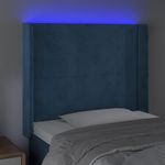 Casa si Gradina - Mobilier - Paturi si accesorii - Accesorii paturi - Tablie de pat cu LED, albastru inchis, 103x16x118/128cm catifea - Infinity.ro