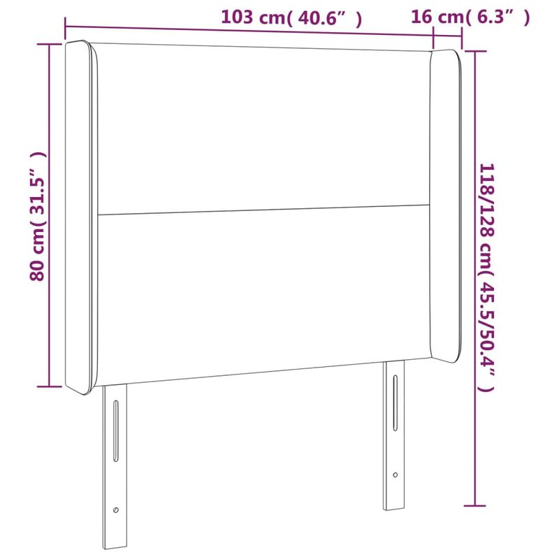 Casa si Gradina - Mobilier - Paturi si accesorii - Accesorii paturi - Tablie de pat cu LED, albastru inchis, 103x16x118/128cm catifea - Infinity.ro