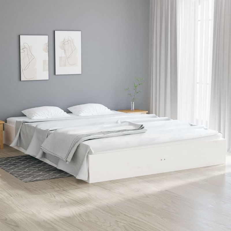 Casa si Gradina - Mobilier - Paturi si accesorii - Paturi - Cadru de pat, alb, 200x200 cm, lemn masiv - Infinity.ro