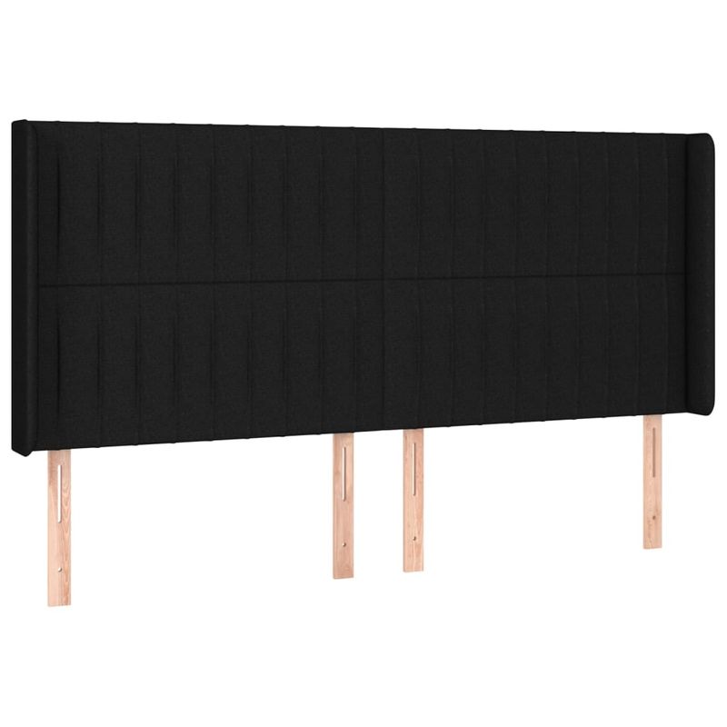 Casa si Gradina - Mobilier - Paturi si accesorii - Accesorii paturi - Tablie de pat cu LED, negru, 183x16x118/128 cm, textil - Infinity.ro