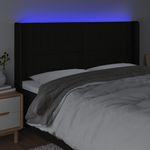 Casa si Gradina - Mobilier - Paturi si accesorii - Accesorii paturi - Tablie de pat cu LED, negru, 183x16x118/128 cm, textil - Infinity.ro