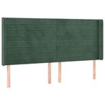 Casa si Gradina - Mobilier - Paturi si accesorii - Accesorii paturi - Tablie de pat cu LED, verde inchis, 163x16x118/128 cm, catifea - Infinity.ro