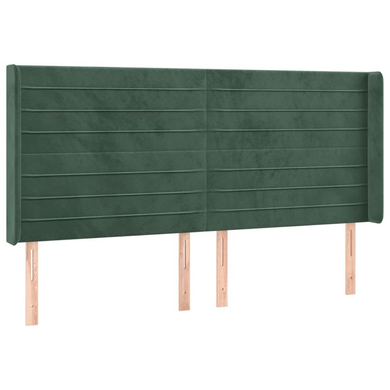 Casa si Gradina - Mobilier - Paturi si accesorii - Accesorii paturi - Tablie de pat cu LED, verde inchis, 163x16x118/128 cm, catifea - Infinity.ro