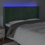 Casa si Gradina - Mobilier - Paturi si accesorii - Accesorii paturi - Tablie de pat cu LED, verde inchis, 163x16x118/128 cm, catifea - Infinity.ro