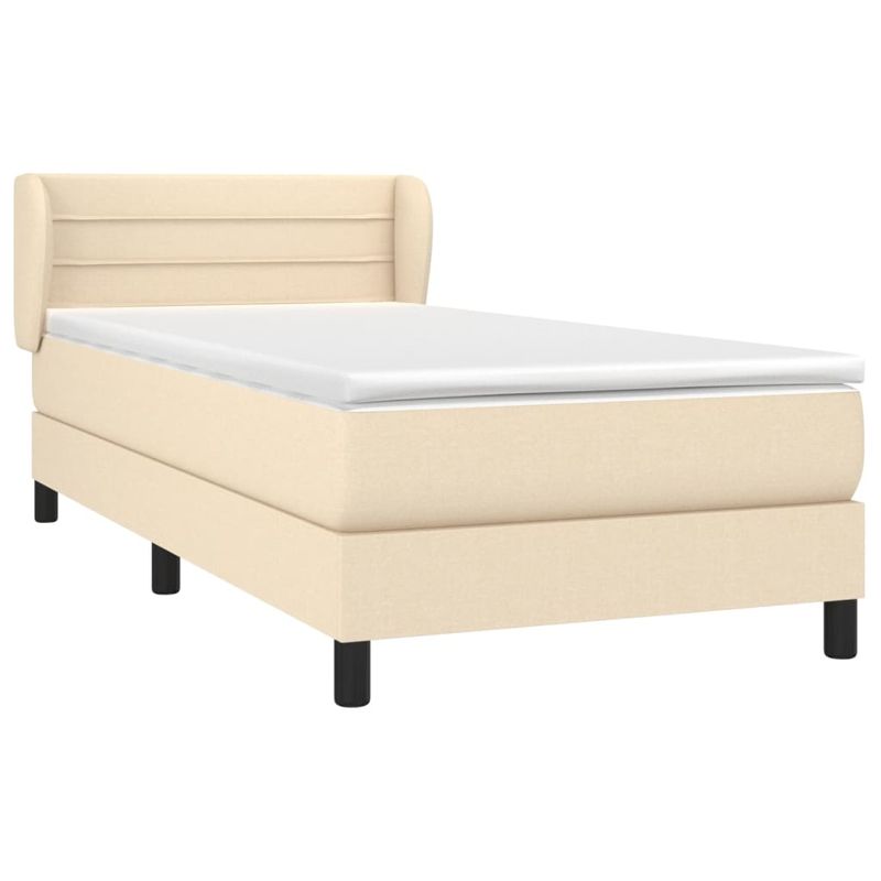 Casa si Gradina - Mobilier - Paturi si accesorii - Paturi - Pat box spring cu saltea, crem, 80x200 cm, textil - Infinity.ro