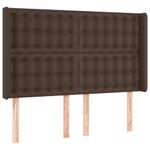 Casa si Gradina - Mobilier - Paturi si accesorii - Accesorii paturi - Tablie de pat cu LED, maro, 147x16x118/128 cm, piele ecologica - Infinity.ro