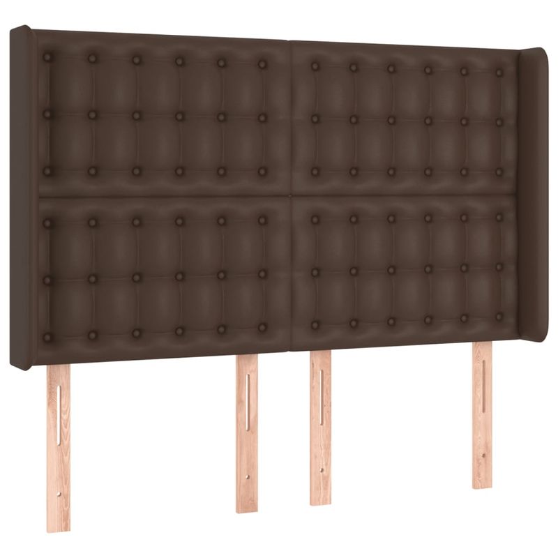 Casa si Gradina - Mobilier - Paturi si accesorii - Accesorii paturi - Tablie de pat cu LED, maro, 147x16x118/128 cm, piele ecologica - Infinity.ro