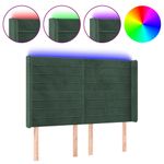Casa si Gradina - Mobilier - Paturi si accesorii - Accesorii paturi - Tablie de pat cu LED, verde inchis, 147x16x118/128 cm, catifea - Infinity.ro
