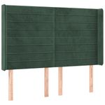 Casa si Gradina - Mobilier - Paturi si accesorii - Accesorii paturi - Tablie de pat cu LED, verde inchis, 147x16x118/128 cm, catifea - Infinity.ro