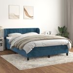Casa si Gradina - Mobilier - Paturi si accesorii - Paturi - Pat box spring cu saltea, albastru inchis, 140x190 cm, catifea - Infinity.ro