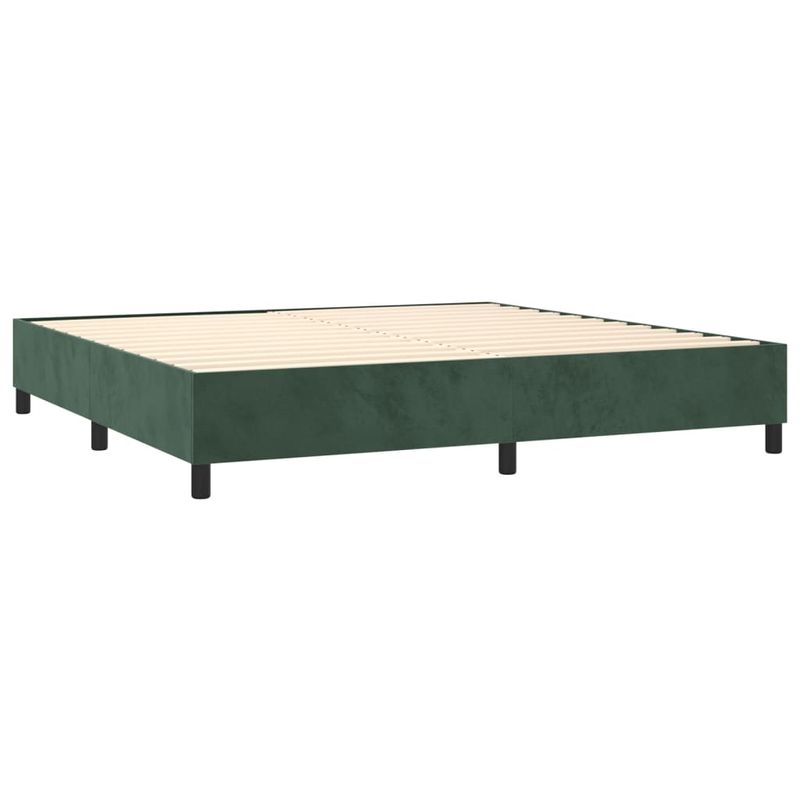 Casa si Gradina - Mobilier - Paturi si accesorii - Paturi - Pat box spring cu saltea, verde inchis, 200x200 cm, catifea - Infinity.ro