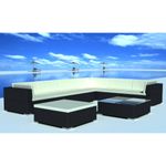 Casa si Gradina - Gradina si terasa - Mobilier exterior - Seturi mobila gradina - Set mobilier de gradina cu perne, 8 piese, negru, poliratan - Infinity.ro
