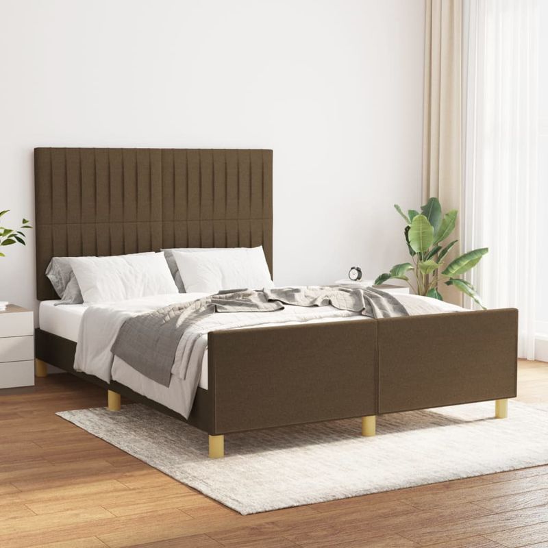 Casa si Gradina - Mobilier - Paturi si accesorii - Paturi - Cadru de pat cu tablie, maro inchis, 140x200 cm, textil - Infinity.ro