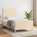 Casa si Gradina - Mobilier - Paturi si accesorii - Paturi - Cadru de pat cu tablie, crem, 80x200 cm, textil - Infinity.ro