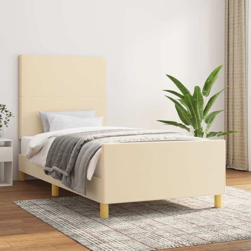Casa si Gradina - Mobilier - Paturi si accesorii - Paturi - Cadru de pat cu tablie, crem, 80x200 cm, textil - Infinity.ro