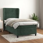 Casa si Gradina - Mobilier - Paturi si accesorii - Paturi - Pat box spring cu saltea, verde inchis, 90x200 cm, catifea - Infinity.ro
