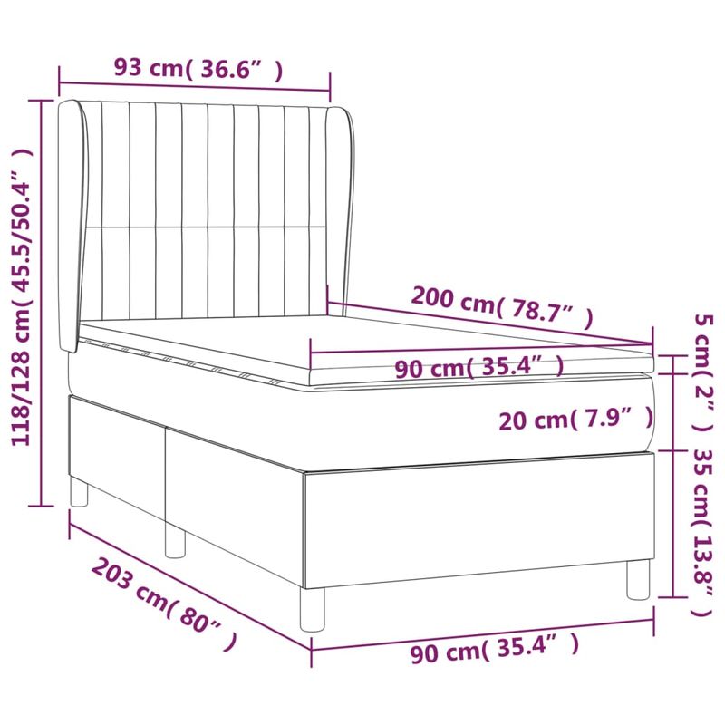 Casa si Gradina - Mobilier - Paturi si accesorii - Paturi - Pat box spring cu saltea, verde inchis, 90x200 cm, catifea - Infinity.ro