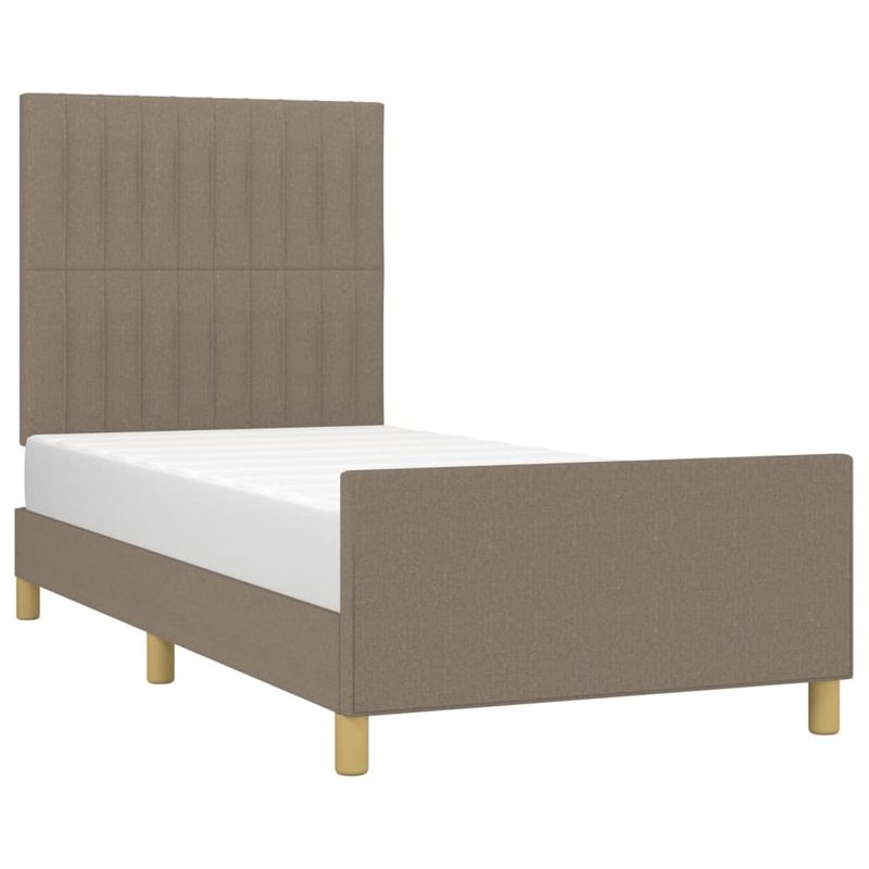 Casa si Gradina - Mobilier - Paturi si accesorii - Paturi - Cadru de pat cu tablie, gri taupe, 90x200 cm, textil - Infinity.ro