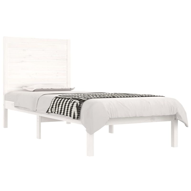Casa si Gradina - Mobilier - Paturi si accesorii - Paturi - Cadru de pat mic single, alb, 75x190 cm, lemn masiv - Infinity.ro