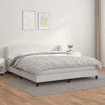 Casa si Gradina - Mobilier - Paturi si accesorii - Paturi - Pat box spring cu saltea, alb, 180x200 cm, piele ecologica - Infinity.ro
