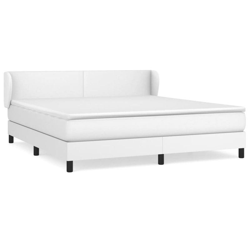 Casa si Gradina - Mobilier - Paturi si accesorii - Paturi - Pat box spring cu saltea, alb, 180x200 cm, piele ecologica - Infinity.ro