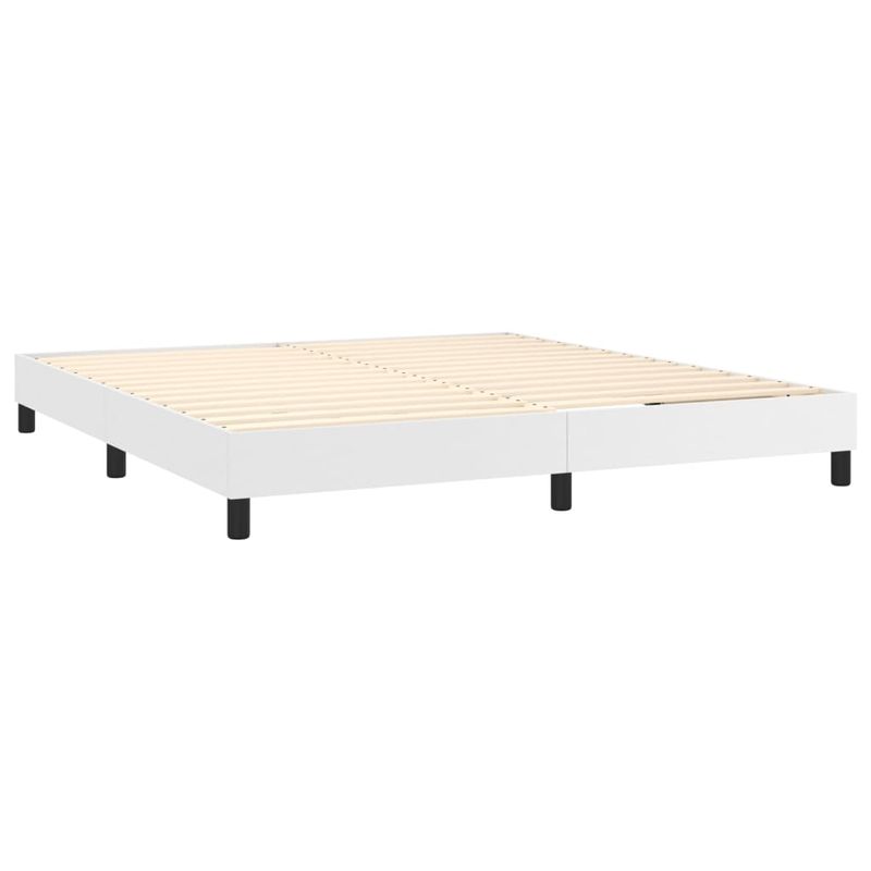 Casa si Gradina - Mobilier - Paturi si accesorii - Paturi - Pat box spring cu saltea, alb, 180x200 cm, piele ecologica - Infinity.ro