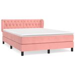 Casa si Gradina - Mobilier - Paturi si accesorii - Paturi - Pat box spring cu saltea, roz, 140x200 cm, catifea - Infinity.ro