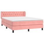 Casa si Gradina - Mobilier - Paturi si accesorii - Paturi - Pat box spring cu saltea, roz, 140x200 cm, catifea - Infinity.ro