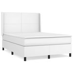 Casa si Gradina - Mobilier - Paturi si accesorii - Paturi - Pat box spring cu saltea, alb, 140x200 cm, piele ecologica - Infinity.ro