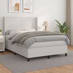 Casa si Gradina - Mobilier - Paturi si accesorii - Paturi - Pat box spring cu saltea, alb, 140x200 cm, piele ecologica - Infinity.ro