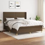 Casa si Gradina - Mobilier - Paturi si accesorii - Paturi - Pat box spring cu saltea, maro inchis, 160x200 cm, textil - Infinity.ro