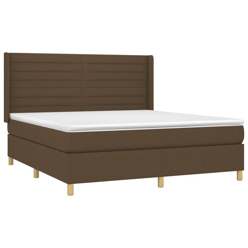 Casa si Gradina - Mobilier - Paturi si accesorii - Paturi - Pat box spring cu saltea, maro inchis, 160x200 cm, textil - Infinity.ro