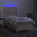 Casa si Gradina - Mobilier - Paturi si accesorii - Paturi - Pat cu arcuri, saltea si LED, crem, 90x190 cm, textil - Infinity.ro