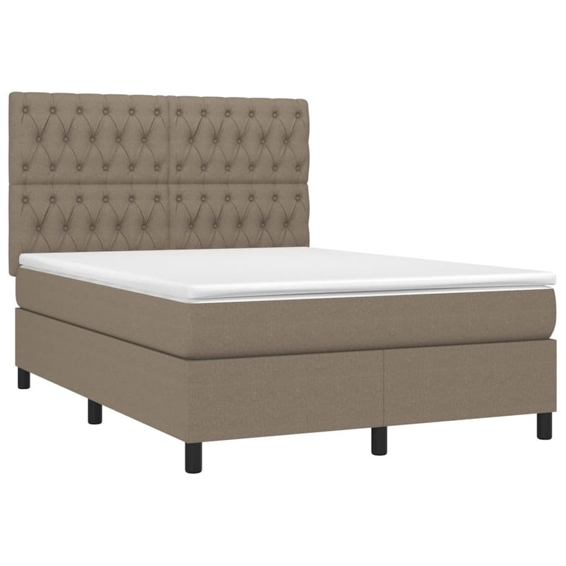 Casa si Gradina - Mobilier - Paturi si accesorii - Paturi - Pat cu arcuri, saltea si LED, gri taupe, 140x190 cm, textil - Infinity.ro