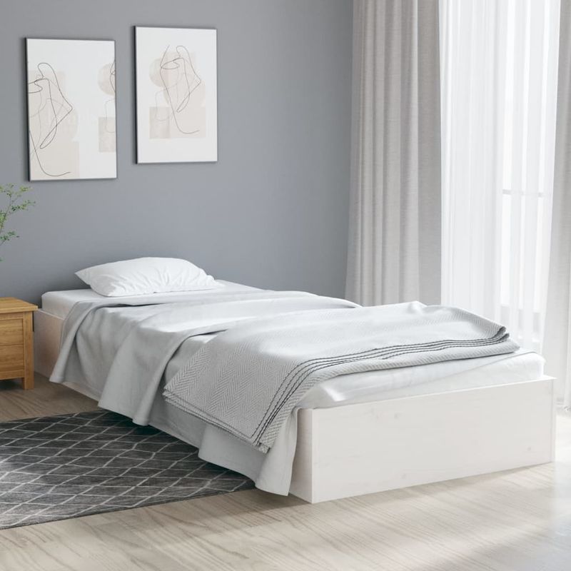 Casa si Gradina - Mobilier - Paturi si accesorii - Paturi - Cadru de pat single, alb, 90x190 cm, lemn masiv - Infinity.ro