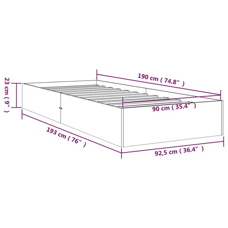 Casa si Gradina - Mobilier - Paturi si accesorii - Paturi - Cadru de pat single, alb, 90x190 cm, lemn masiv - Infinity.ro