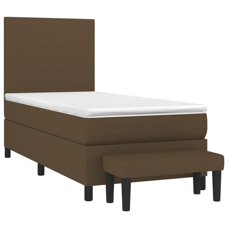 Casa si Gradina - Mobilier - Paturi si accesorii - Paturi - Pat box spring cu saltea, maro inchis, 90x200 cm, textil - Infinity.ro
