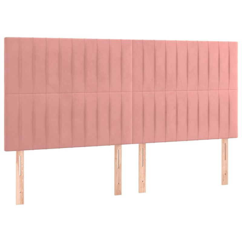 Casa si Gradina - Mobilier - Paturi si accesorii - Paturi - Pat continental cu saltea & LED, roz, 200x200 cm, catifea - Infinity.ro