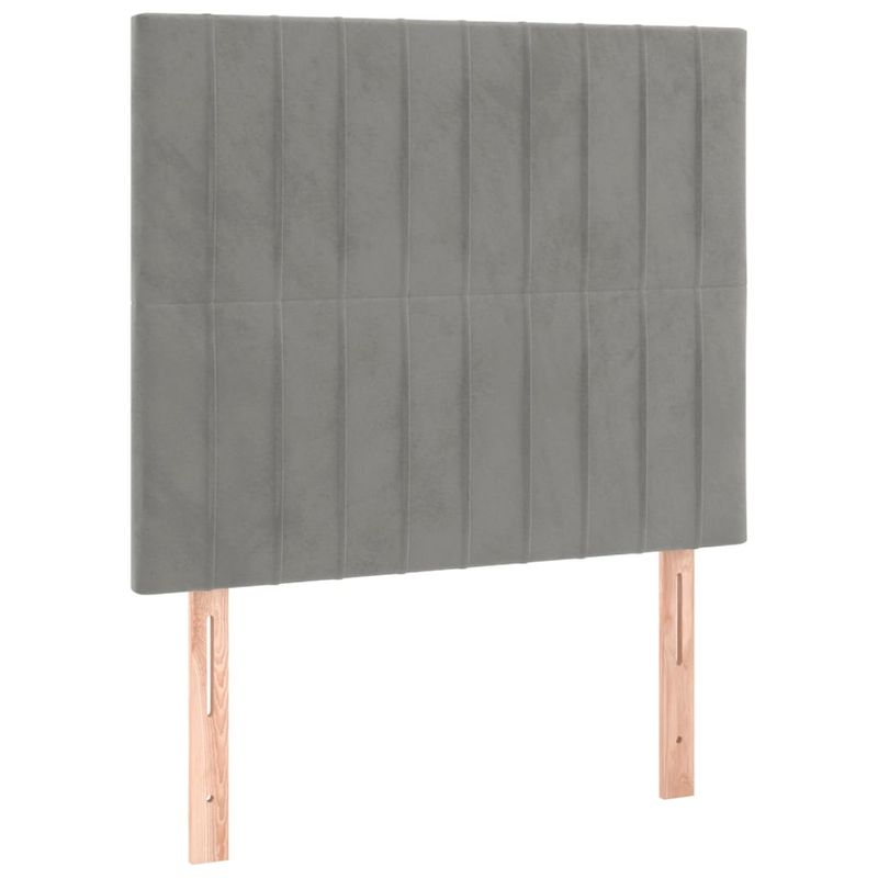 Casa si Gradina - Mobilier - Paturi si accesorii - Paturi - Pat cu arcuri, saltea si LED, gri deschis, 90x200 cm, catifea - Infinity.ro