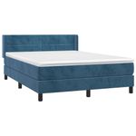 Casa si Gradina - Mobilier - Paturi si accesorii - Paturi - Pat box spring cu saltea, albastru inchis, 140x190 cm, catifea - Infinity.ro
