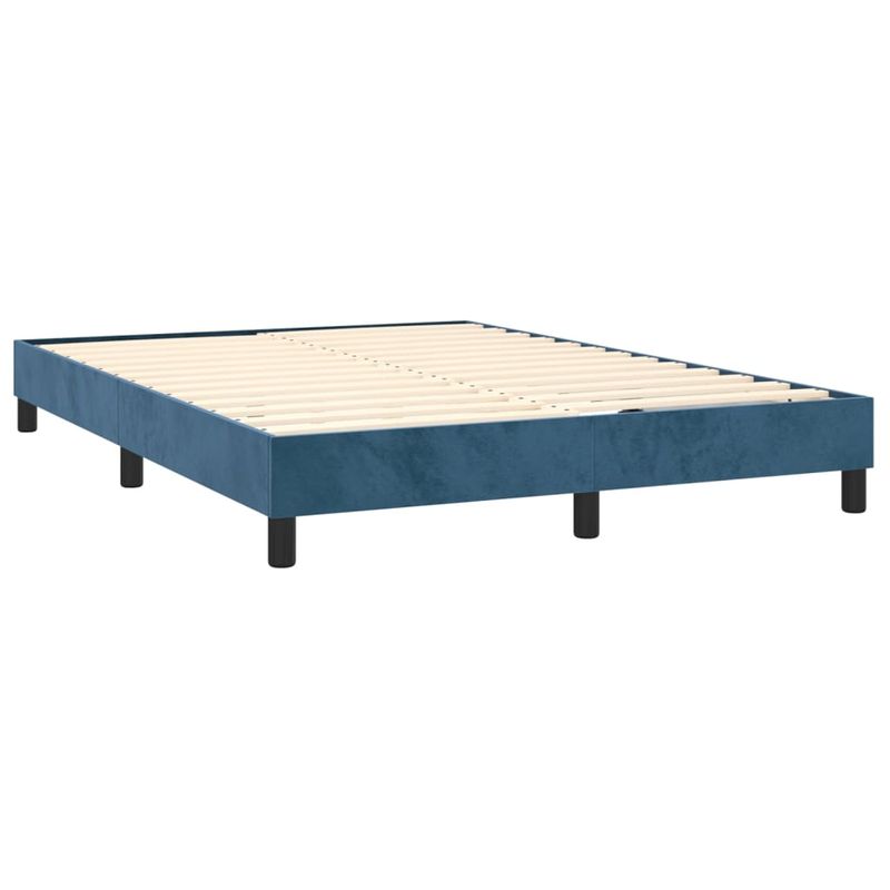 Casa si Gradina - Mobilier - Paturi si accesorii - Paturi - Pat box spring cu saltea, albastru inchis, 140x190 cm, catifea - Infinity.ro