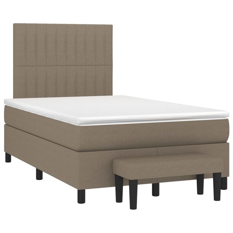 Casa si Gradina - Mobilier - Paturi si accesorii - Paturi - Pat box spring cu saltea, gri taupe, 120x200 cm, textil - Infinity.ro