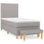 Casa si Gradina - Mobilier - Paturi si accesorii - Paturi - Pat box spring cu saltea, gri deschis, 90x200 cm, textil - Infinity.ro