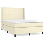 Casa si Gradina - Mobilier - Paturi si accesorii - Paturi - Pat box spring cu saltea, crem, 140x190 cm, piele ecologica - Infinity.ro