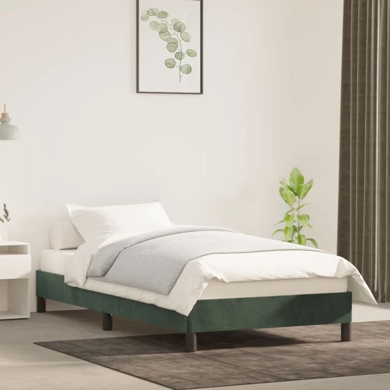Casa si Gradina - Mobilier - Paturi si accesorii - Paturi - Cadru de pat, verde inchis, 90x190 cm, catifea - Infinity.ro