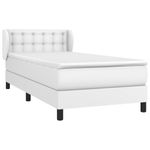 Casa si Gradina - Mobilier - Paturi si accesorii - Paturi - Pat box spring cu saltea, alb, 90x200 cm, piele ecologica - Infinity.ro