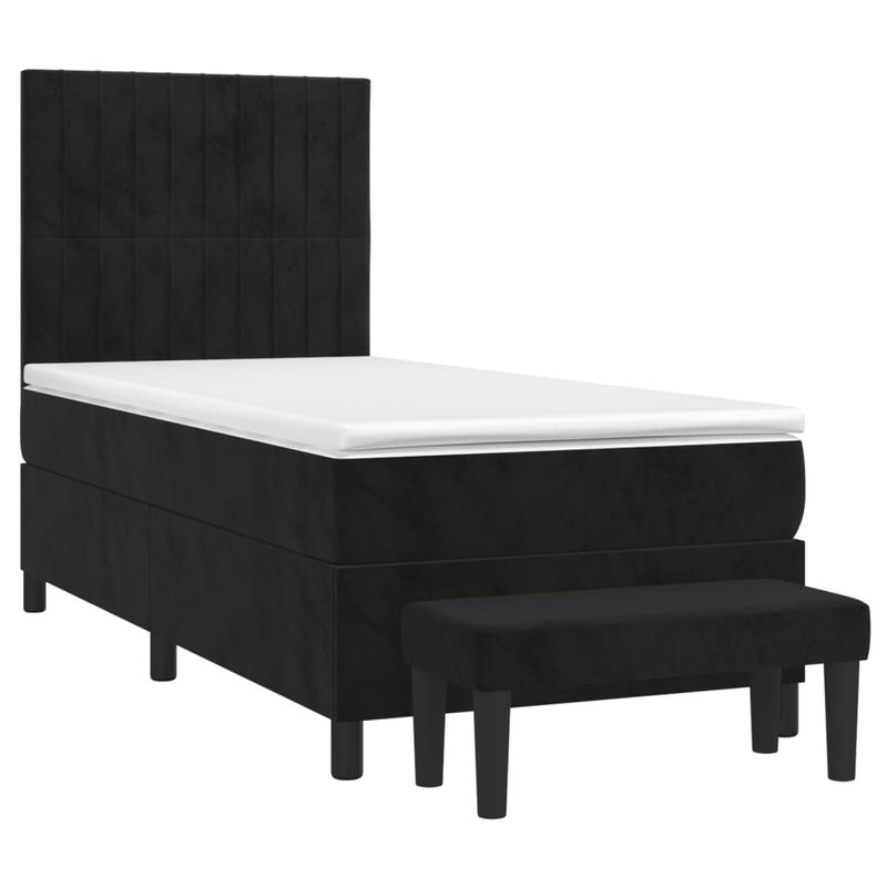 Casa si Gradina - Mobilier - Paturi si accesorii - Paturi - Pat box spring cu saltea, negru, 90x190 cm, catifea - Infinity.ro