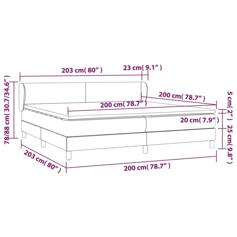 Casa si Gradina - Mobilier - Paturi si accesorii - Paturi - Pat box spring cu saltea, albastru, 200x200 cm, textil - Infinity.ro