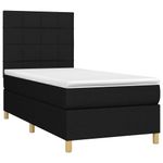 Casa si Gradina - Mobilier - Paturi si accesorii - Paturi - Pat cu arcuri, saltea si LED, negru, 90x190 cm, textil - Infinity.ro