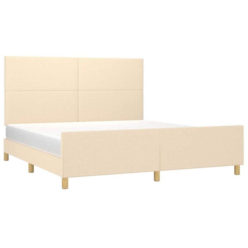 Casa si Gradina - Mobilier - Paturi si accesorii - Paturi - Cadru de pat cu tablie, crem, 160x200 cm, textil - Infinity.ro
